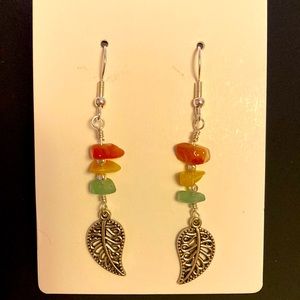 Handmade earrings, color silver, multicolor stones